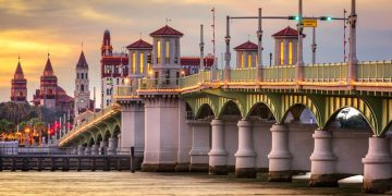St Augustine Bridge of Lions at Sunset